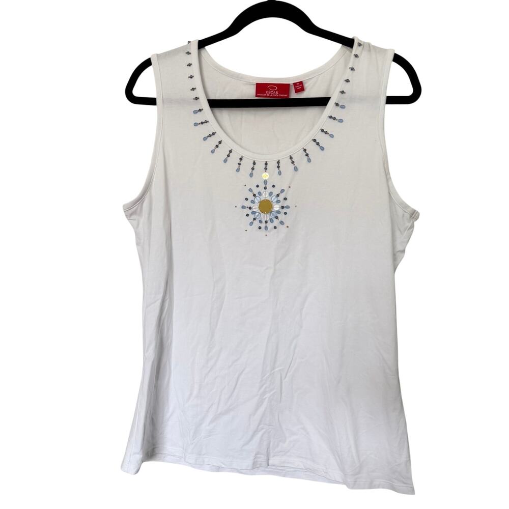 Oscar by Oscar de la Renta (XL) Embellished Beaded Tank Top- Bohemian, VTG, Y2K